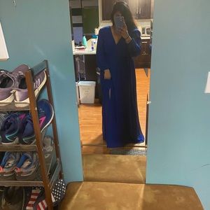 Navy blue long sleeve bridesmaid dress